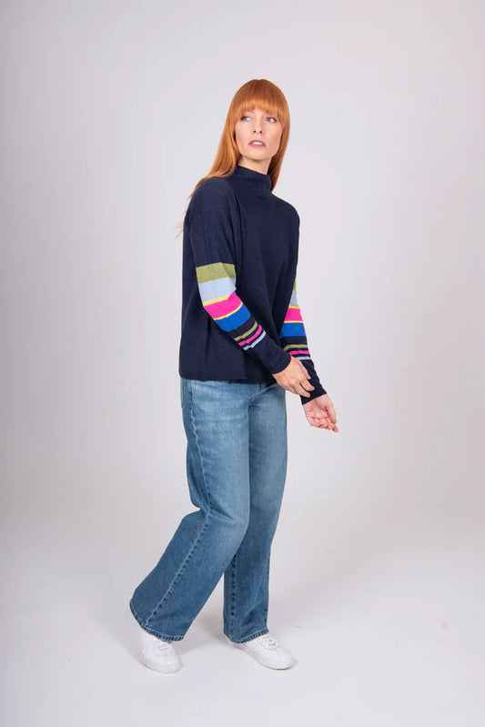 Bridge & Lord Mock Neck Striped Hand, knitwear at Knit-On Australia