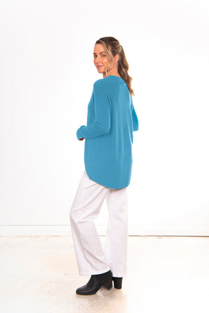 HIGH NECK PULLOVER WITH TEXTURED BACK