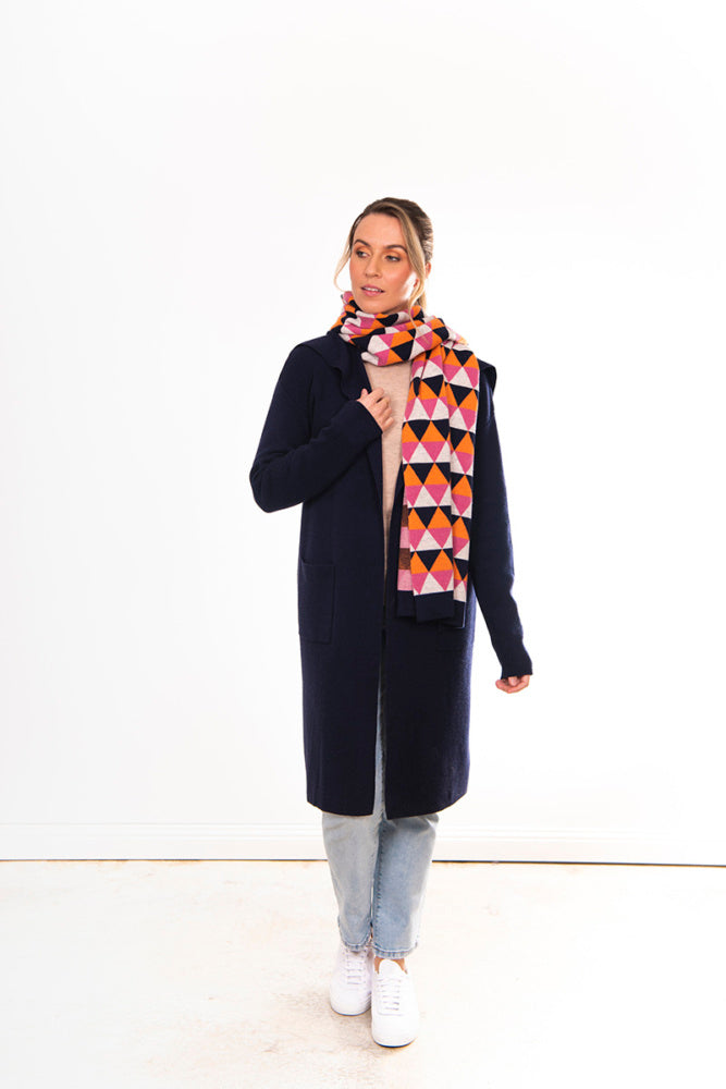 CASHMERE/MERINO TRIANGLE JACQUARD SCARF