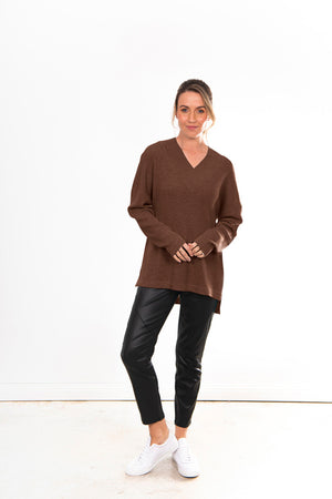 VEE NECK PULLOVER WITH OVERLAP NECK