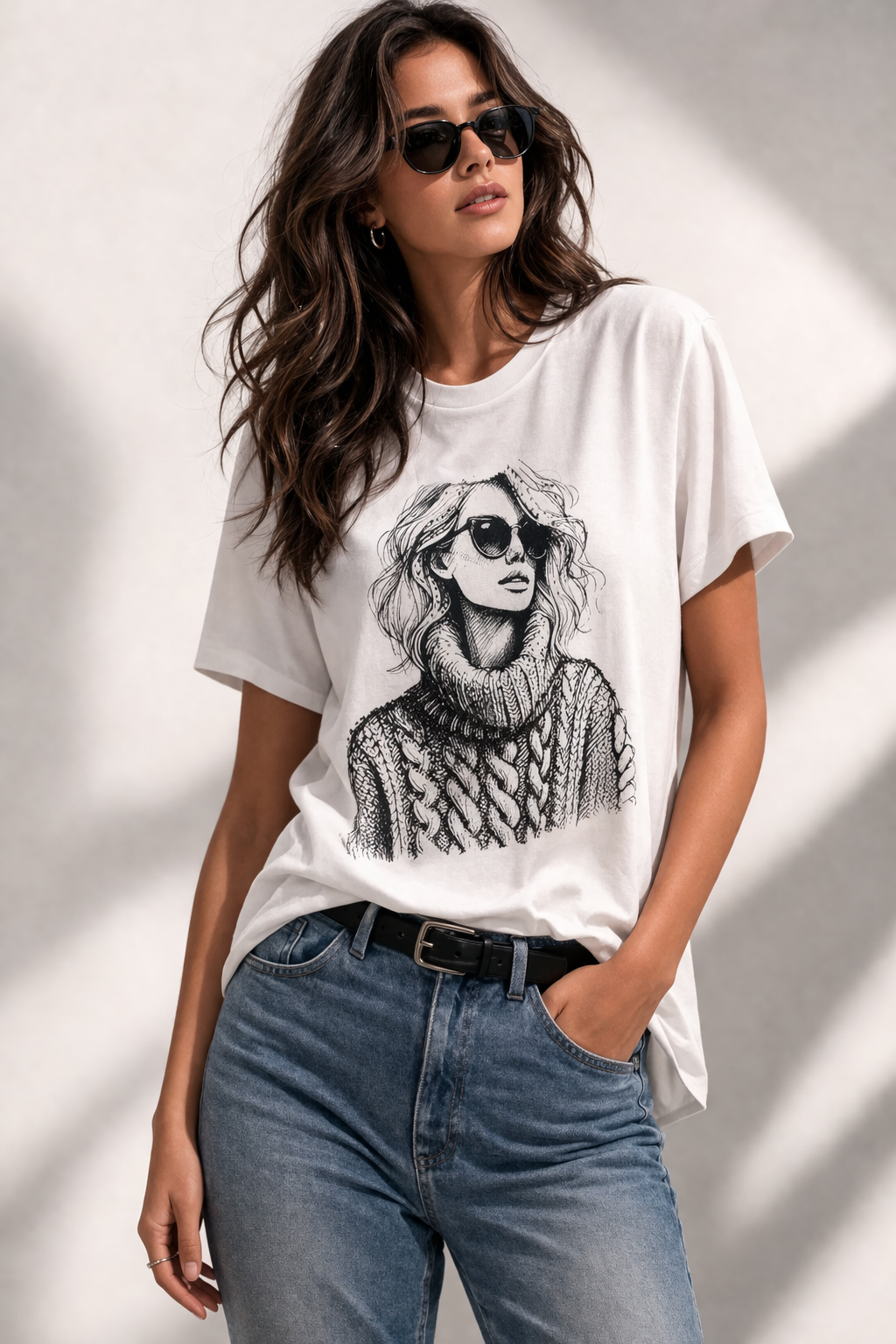 Rich & Royal Organic Cotton T-Shirt in White Print