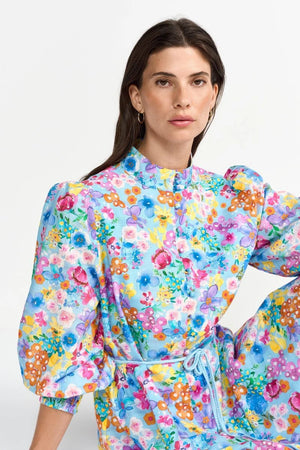 RICH & ROYAL BLOUSE DRESS WITH FLORAL PRINT