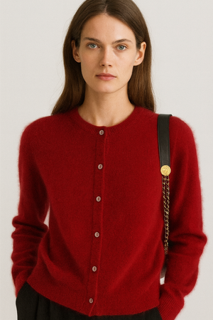 PURE CASHMERE CREW CARDIGAN