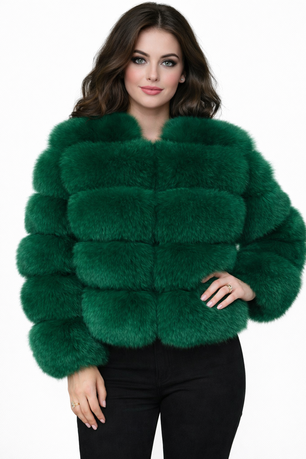 Real Fox fur luxury women coat
