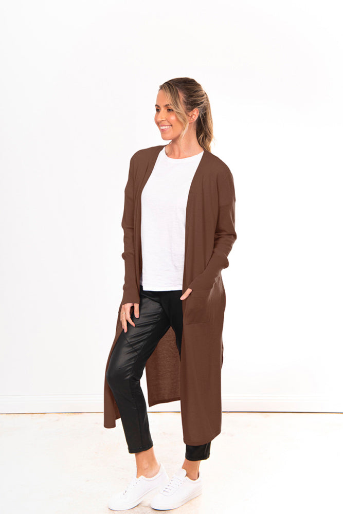 LONGLINE CARDIGAN WITH HIGH SIDE SPLITS