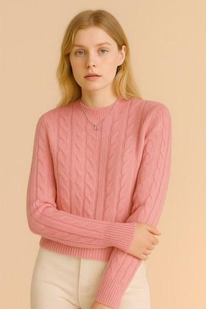 Pure Wool Cabled Crew Neck Knit on Australia