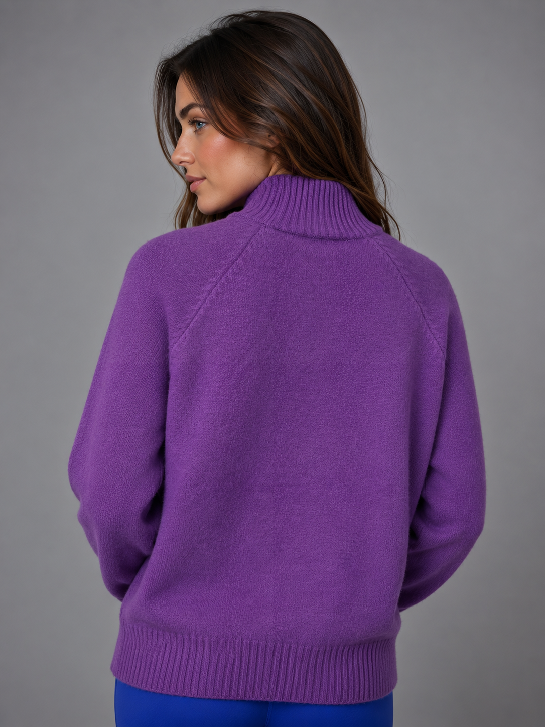 Pure Cashmere Cabled Mock Neck