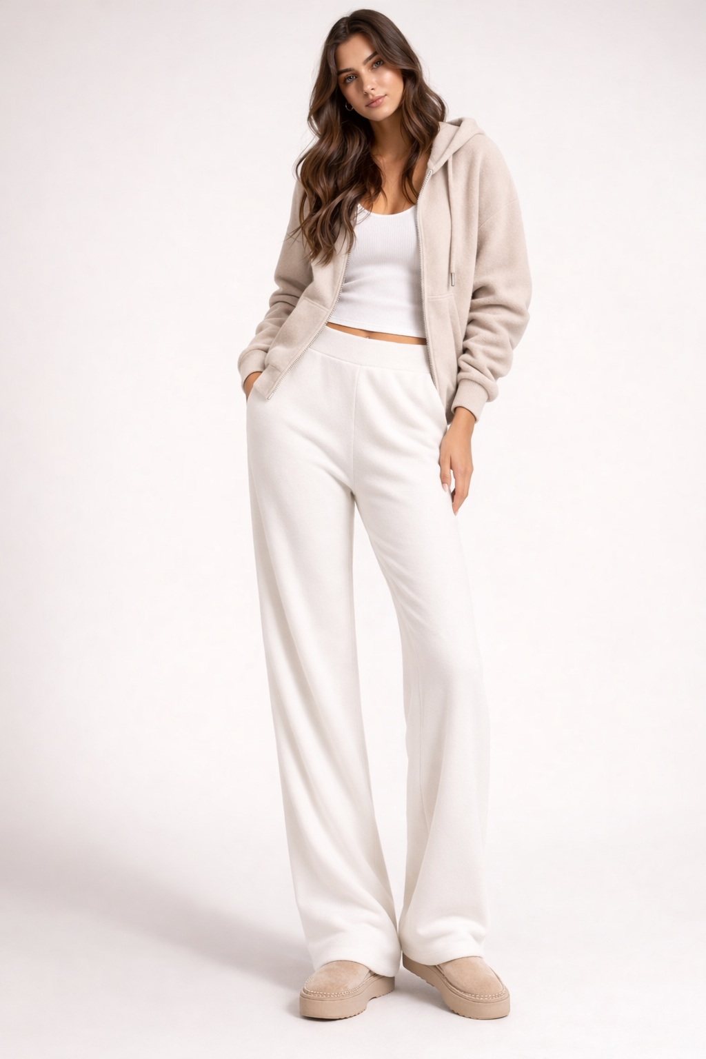PURE CASHMERE PANTS WIDE LEG