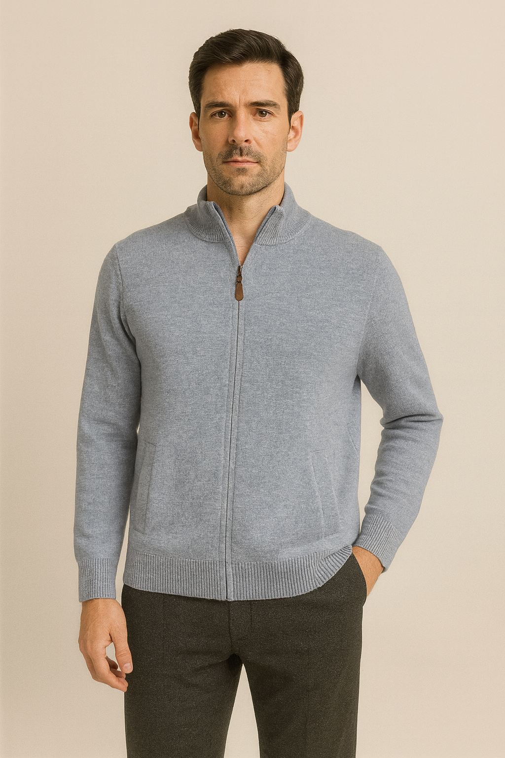 ANSETT GOLD FULL ZIP MERINO / CASHMERE L ONLY