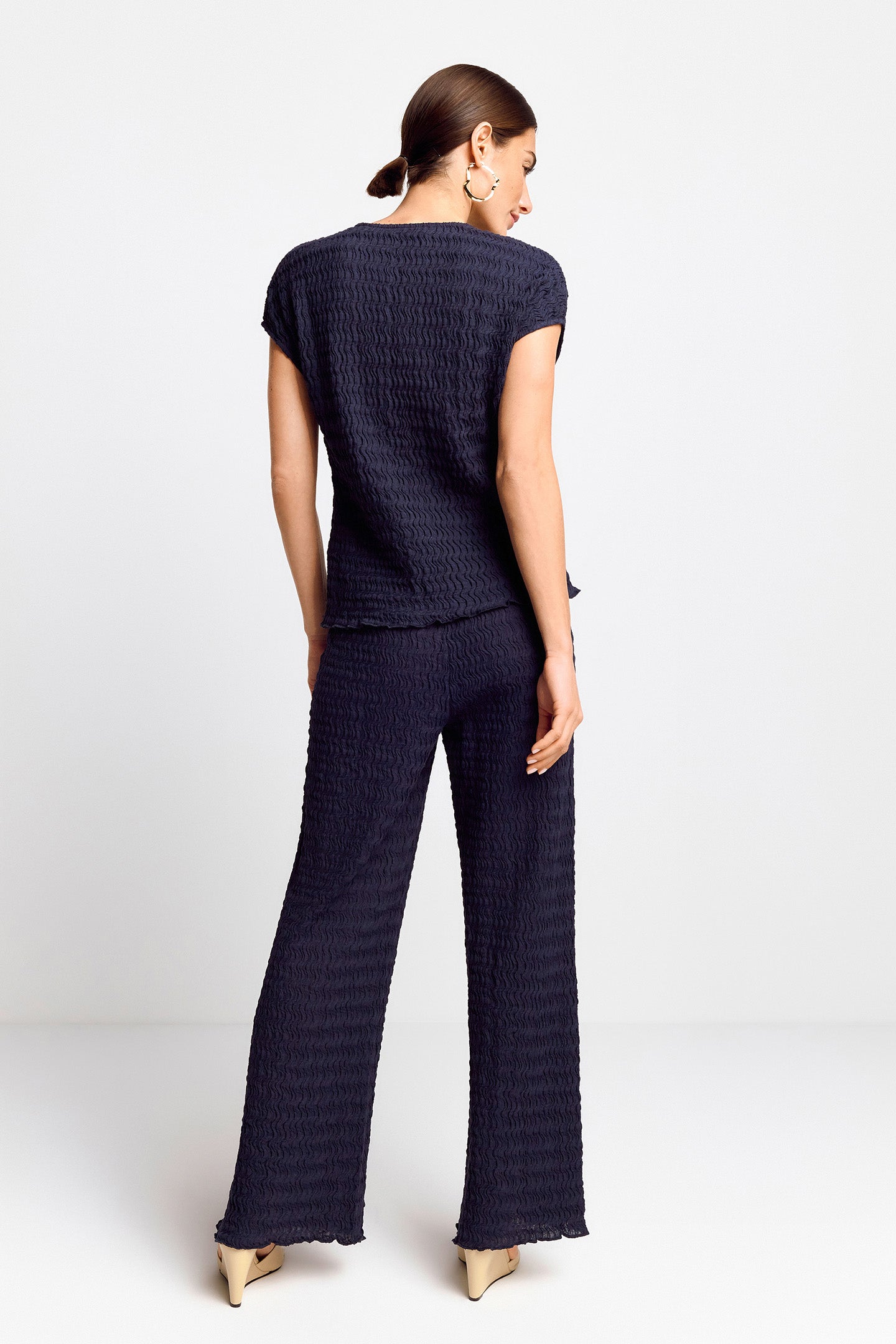 RICH & ROYAL STRAIGHT LEG CRINKLED PANTS