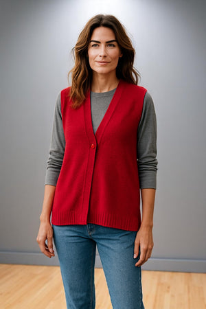 Fields V neck Long Vest With one Button