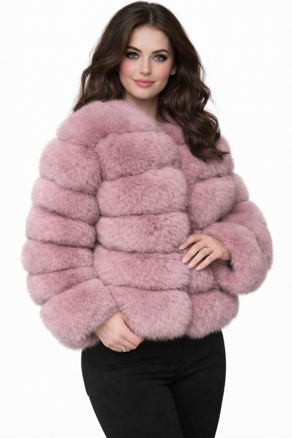 Real Fox fur luxury women coat