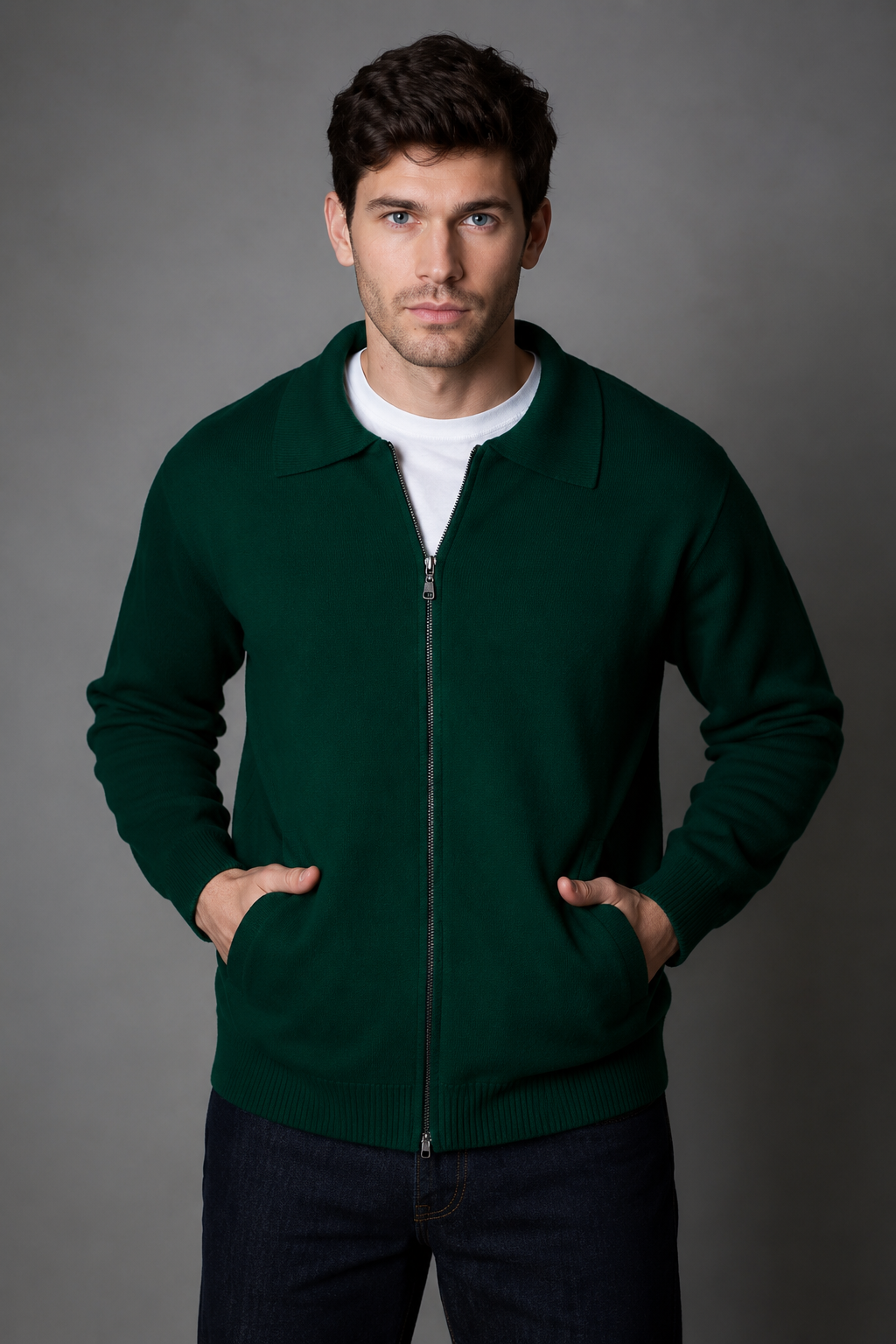 Cotton Merino Milano Zip Through