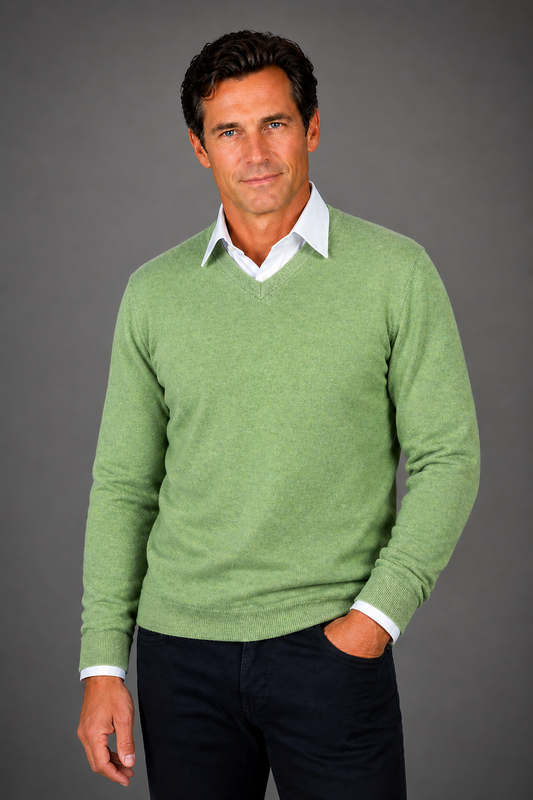 ANSETT knitwear V-Neck Jumper Fine Gage