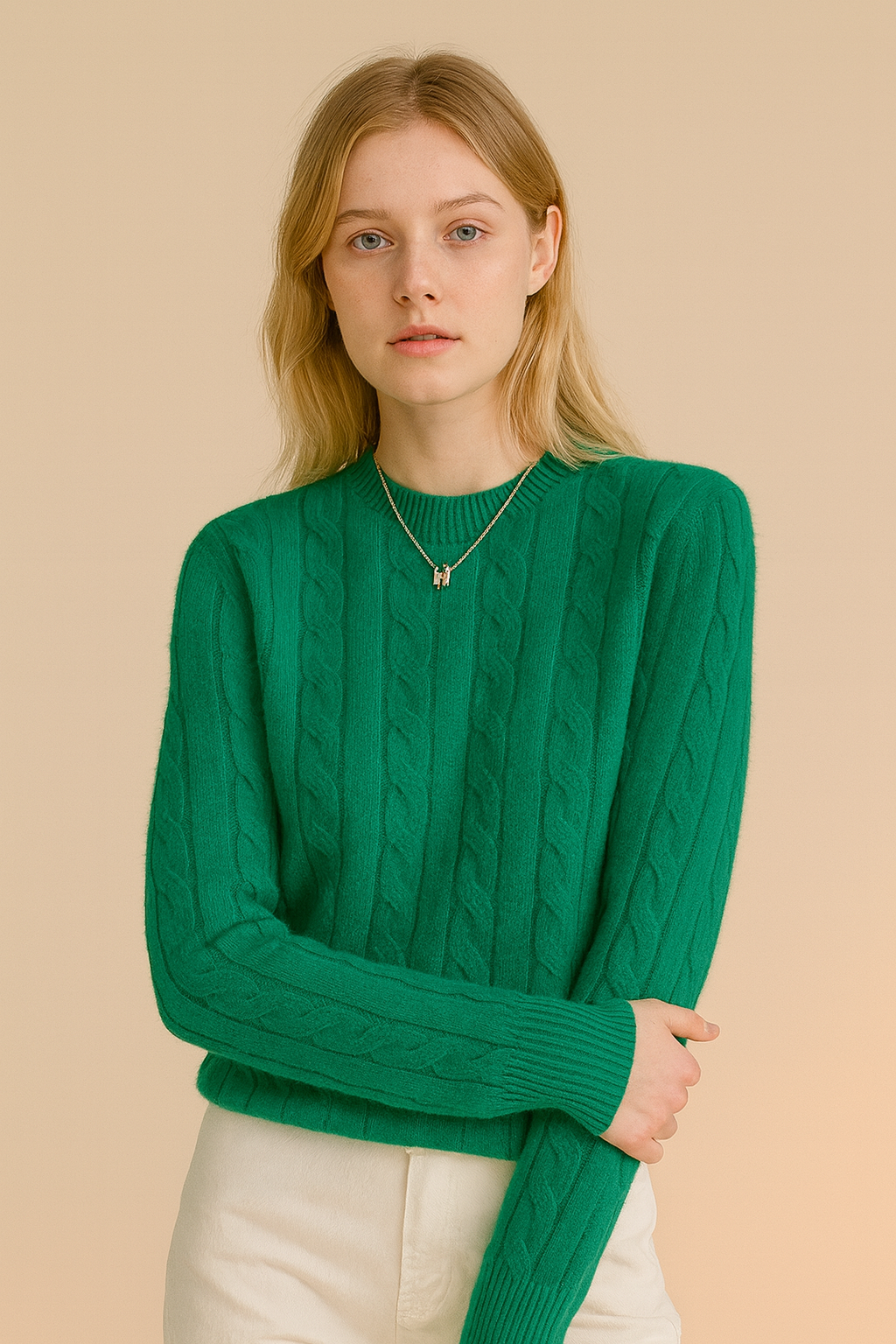 Pure Wool Cabled Crew Neck Knit on Australia