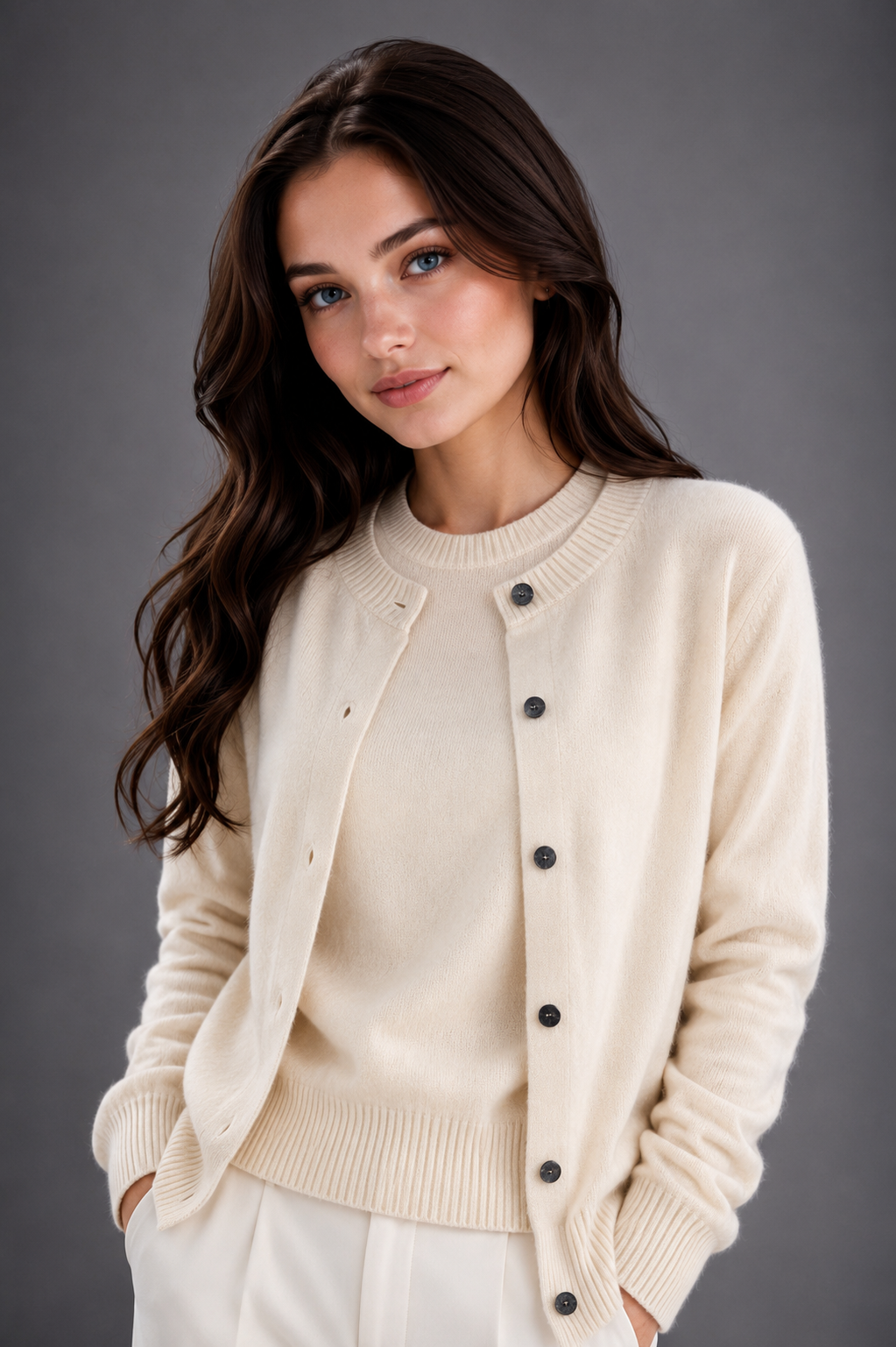 Pure Merino Wool Twin set Short sleeve and cardigan