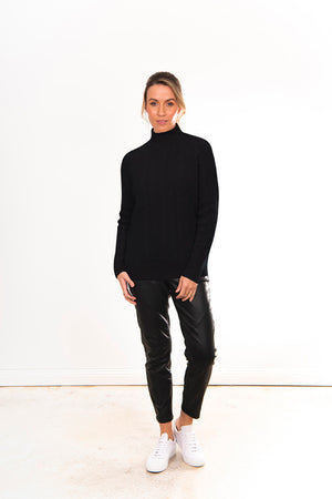 HIGH CREW NECK PULLOVER WITH CABLES