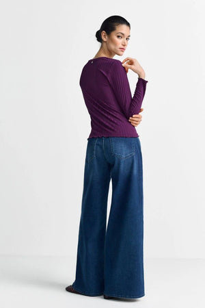 RICH & ROYAL RIBBED TEXTURE LONG SLEEVE