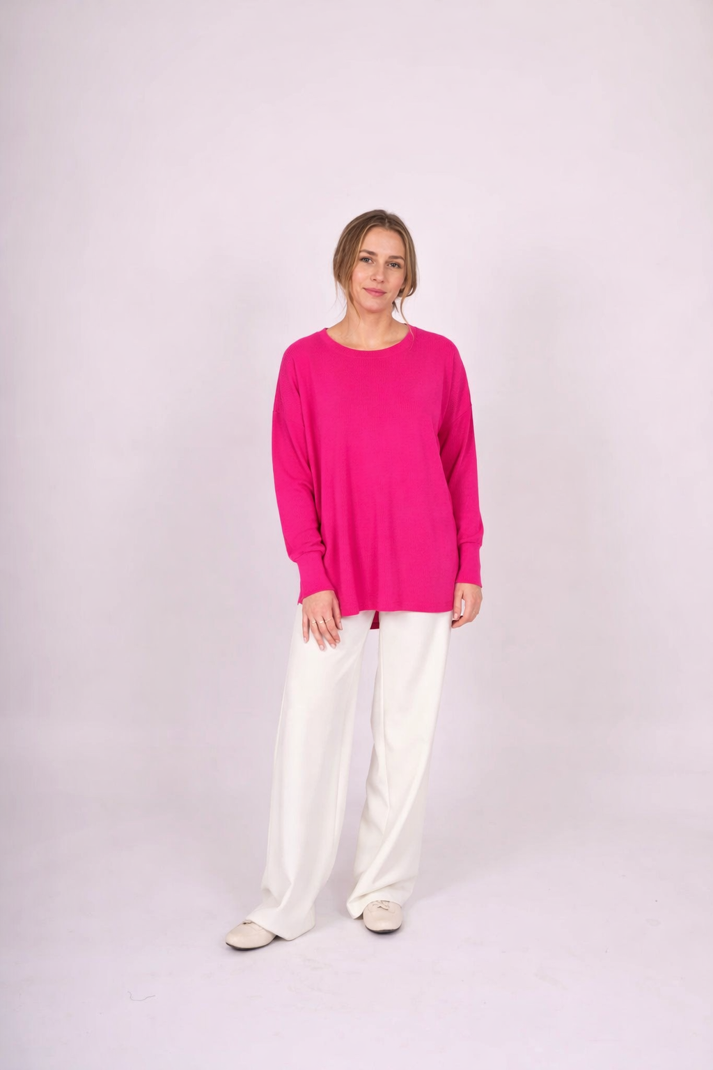 CURVE HEM CREW NECK PURE WOOL