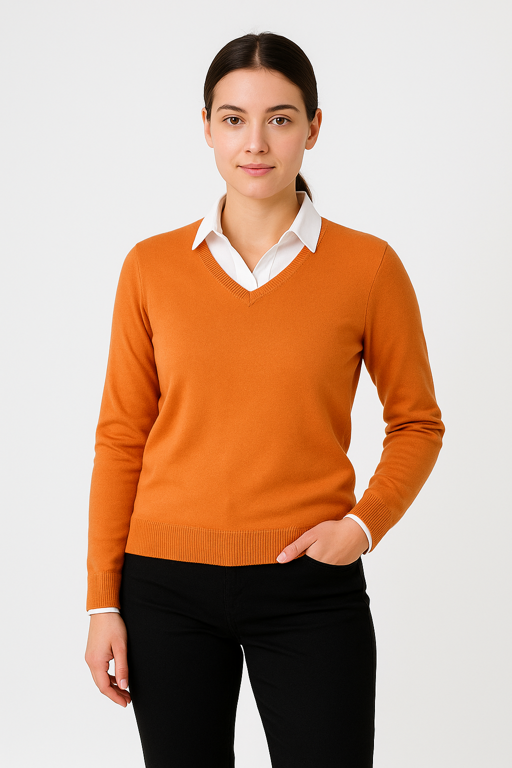 Pure Merino V-Neck Jumper Fine Gage