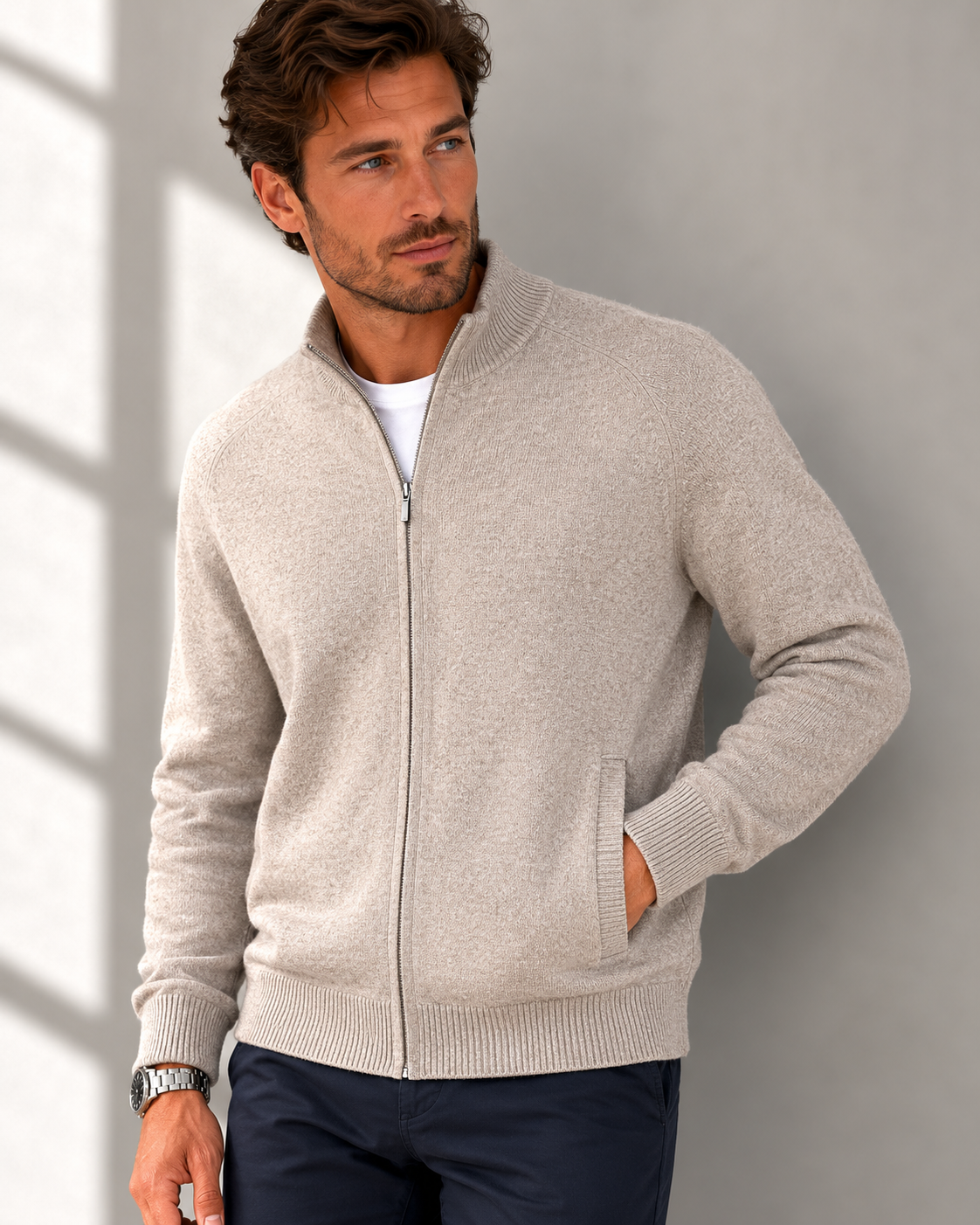 ANSETT GOLD FULL ZIP MERINO / CASHMERE
