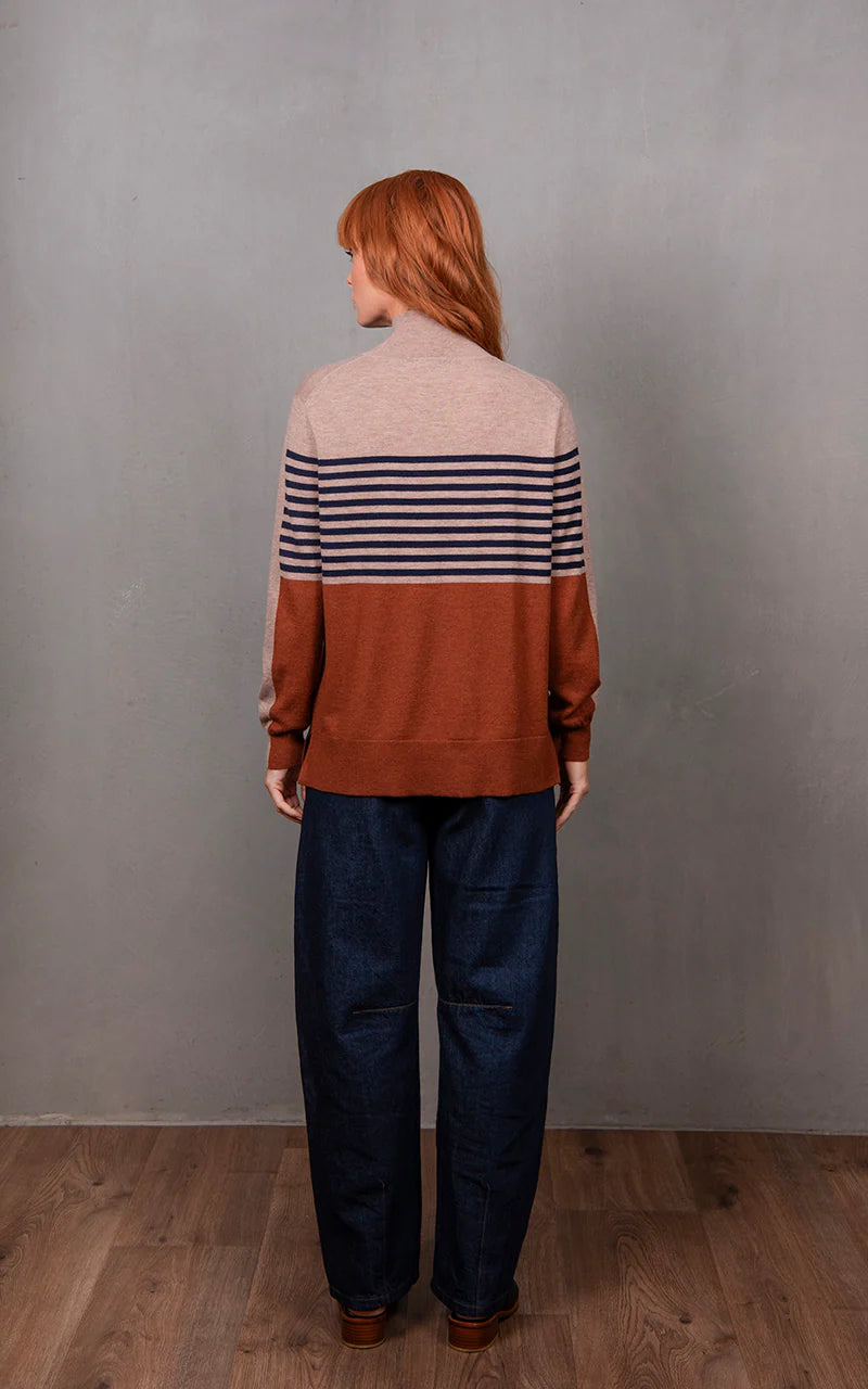 Bridge & Lord - Stripe and Colour Block Mock Neck