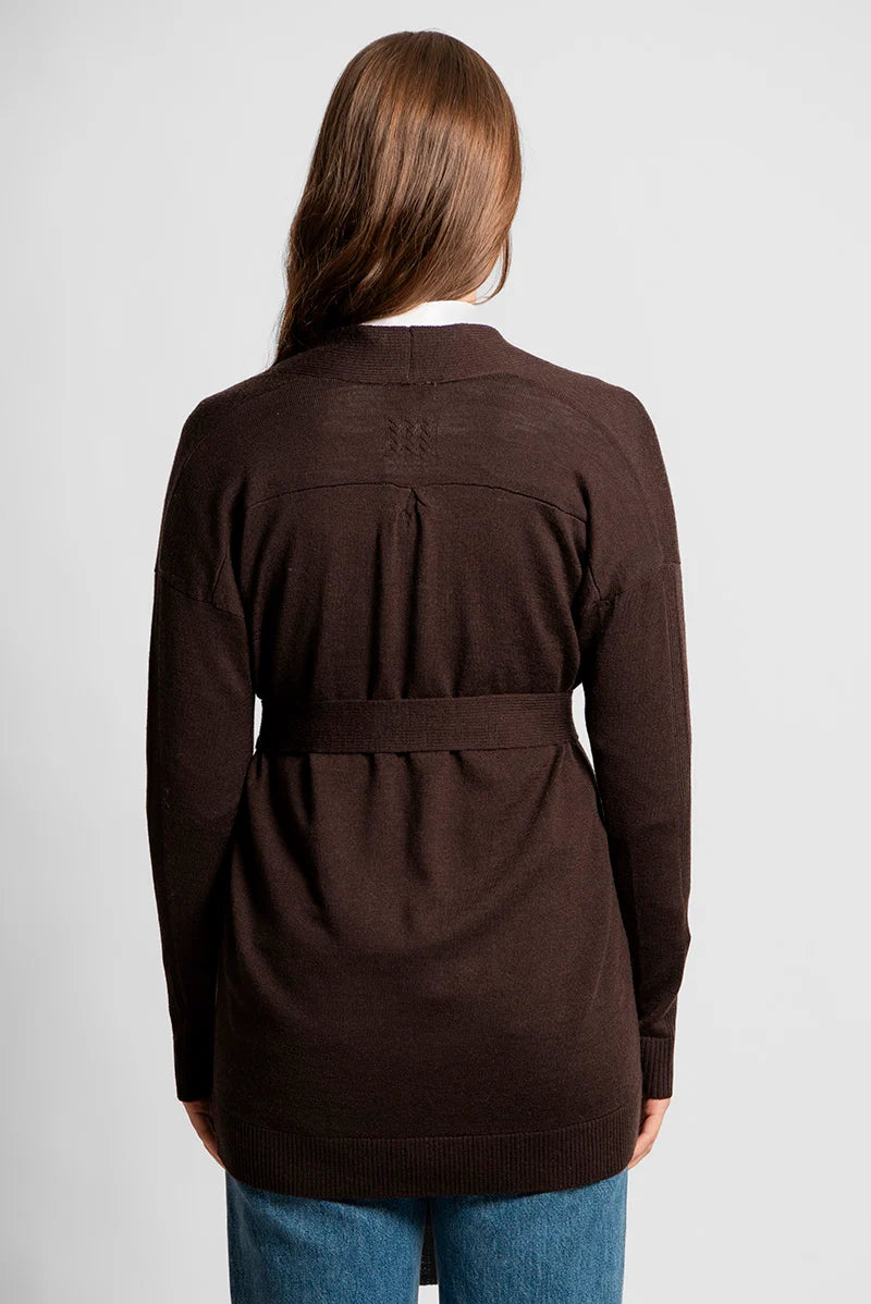 Fields - Longline Cardigan with Back Yoke and Belt