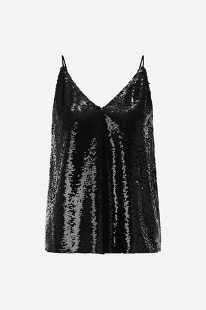 RICH & ROYAL SEQUIN TOP WITH SPAGHETTI STRAPS