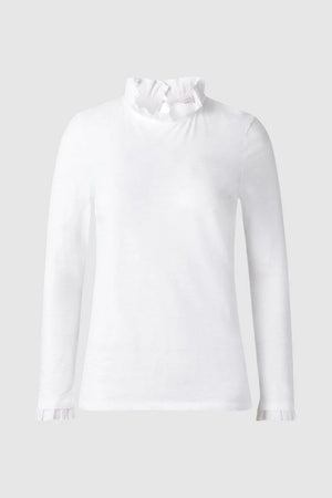RICH & ROYAL RUFFLED NECK LONG SLEEVE PURE COTTON MADE IN PORTUGAL