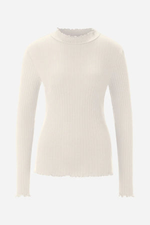 RICH & ROYAL RIBBED RUFFLED NECK LONG SLEEVE MADE IN PORTUGAL