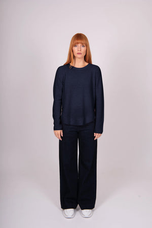 Side Zip Pullover with Curved Hem Bridge & Lord Cashmere / Merino