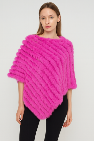 Angora Fur Knitted Natural Fur Poncho