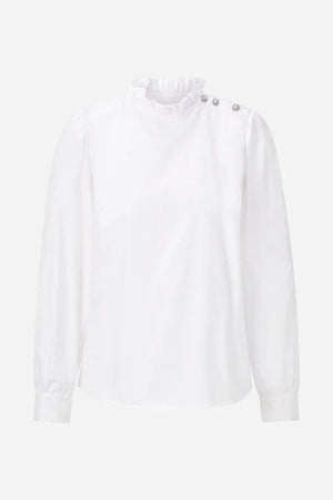 RICH & ROYAL WHITE BLOUSE WITH RUFFLED COLLAR