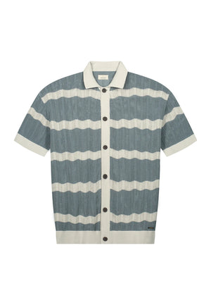 DSTREZZED TADEO SHORTSLEEVE STRIPE SHIRT IN STORMY SEA