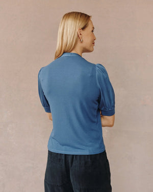 BELLA DAHL SHORT SLEEVE PLACKET MIXED SHIRT