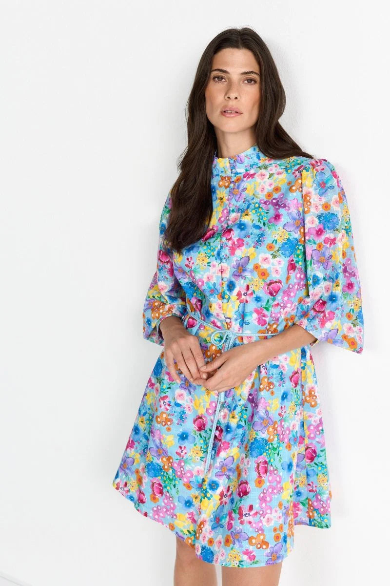 RICH & ROYAL BLOUSE DRESS WITH FLORAL PRINT