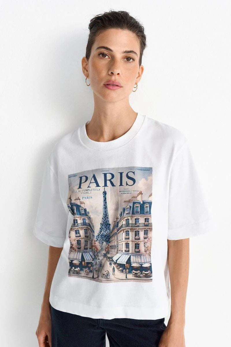 RICH & ROYAL WEISSES T-SHIRT MIT PRINT