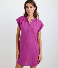 BELLA DAHL CAP SLEEVE HENLEY MINI DRESS