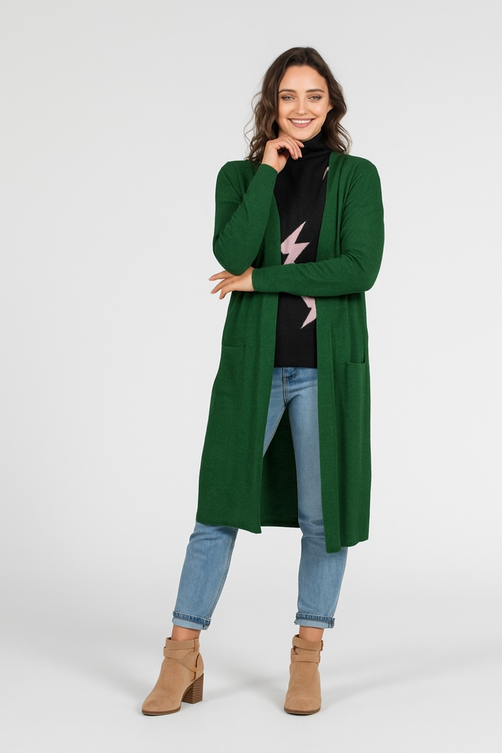 LONGLINE CARDIGAN WITH HIGH SIDE SPLITS