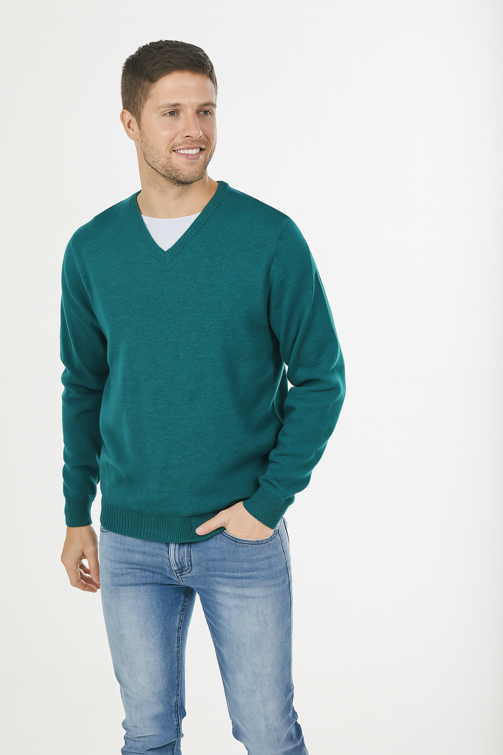 ANSETT GOLD SLIM FIT CASHMERE MERINO V-NECK PULLOVER