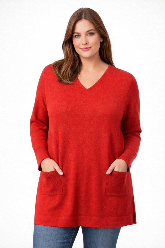 Fields Women Plus Size Vee neck Pullover With pockets