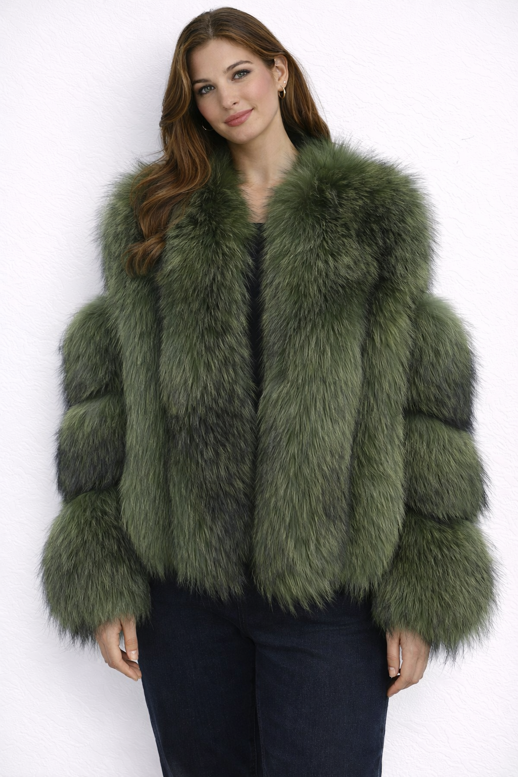 Aspen Luxe Fox Fur Jacket With Leather Patches