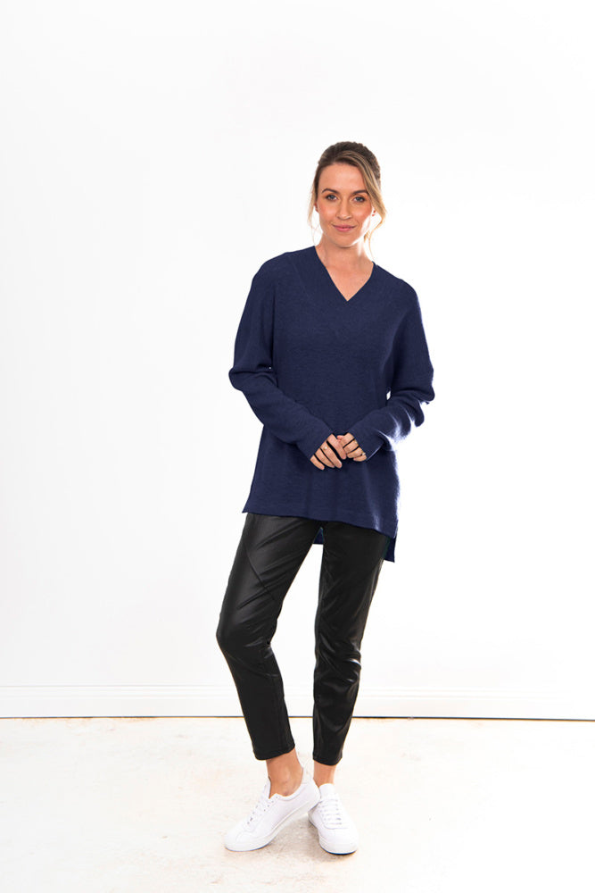 VEE NECK PULLOVER WITH OVERLAP NECK