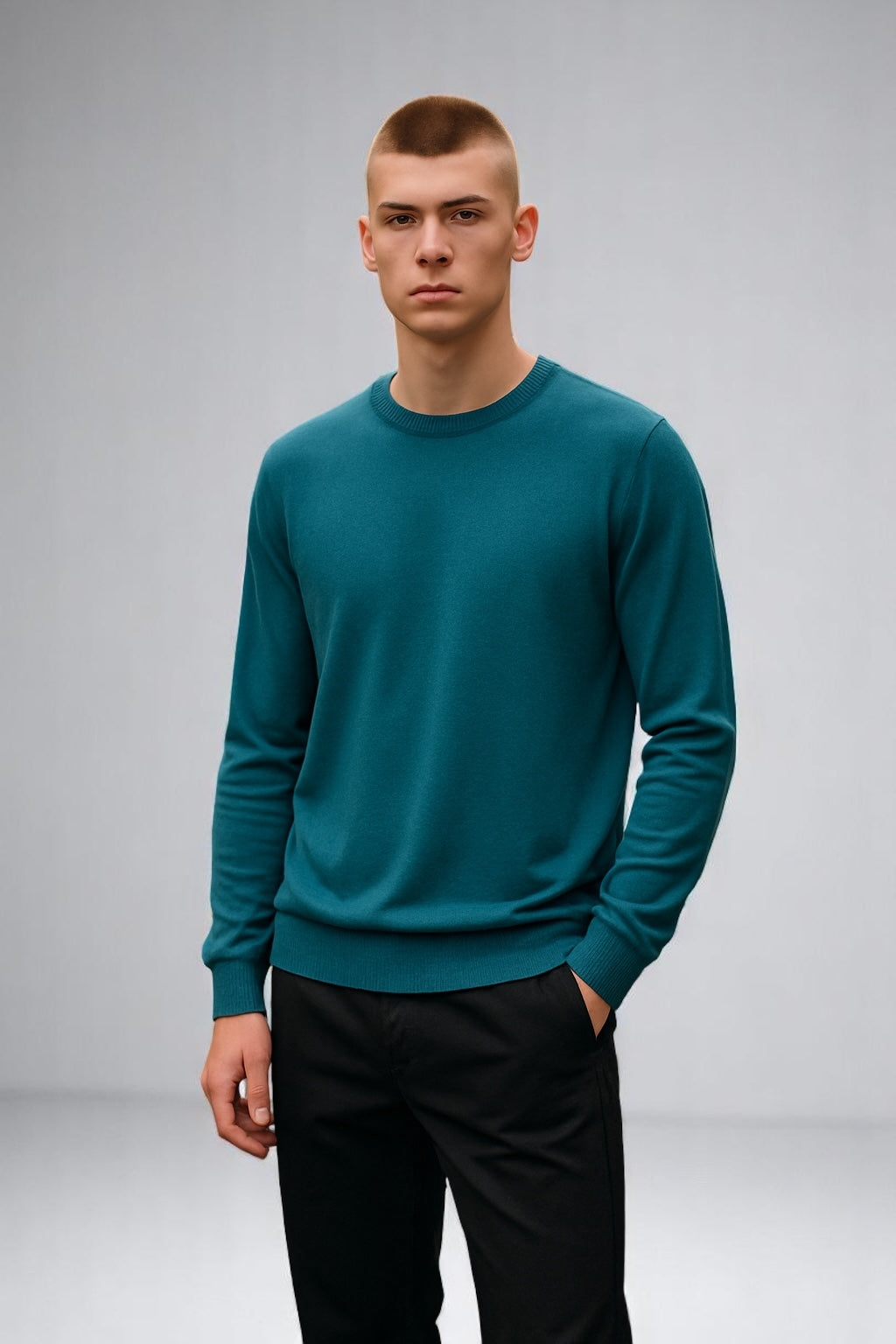 PURE MERINO FINE KNIT ESSENTIAL CREW PULLOVER BRIDGE & LORD