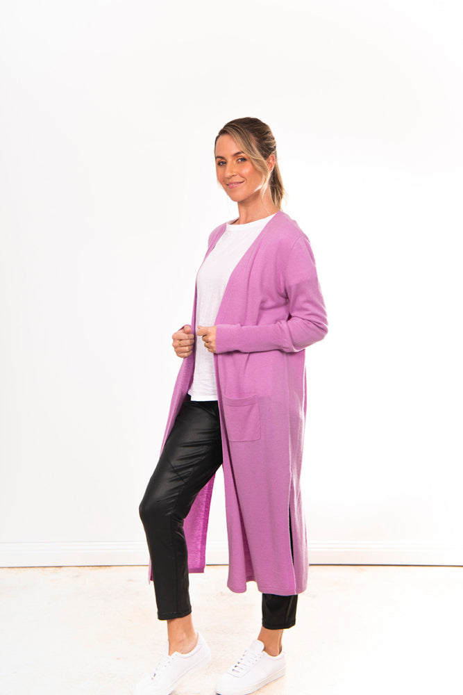 LONGLINE CARDIGAN WITH HIGH SIDE SPLITS