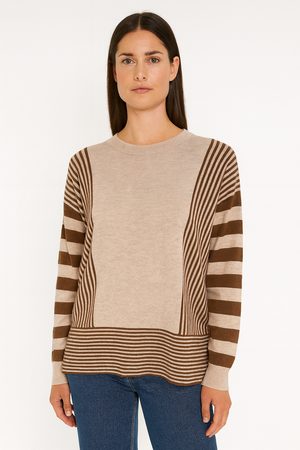 FINE STRIPED CREW NECK PULLOVER