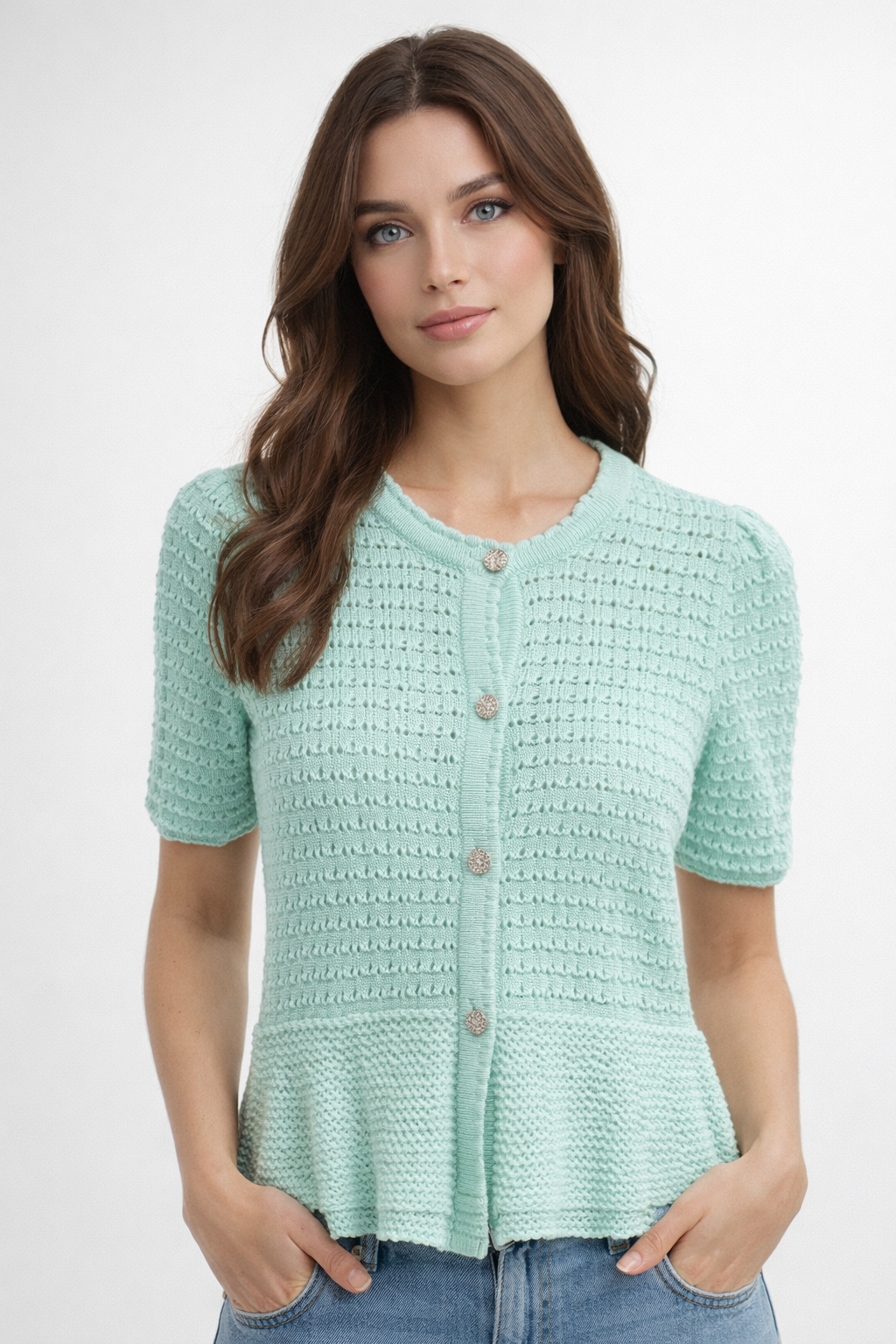 RICH & ROYAL LAGOON SEE-THROUGH CARDIGAN T-SHIRT