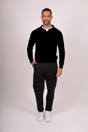 Open Collar Long Sleeve Polo