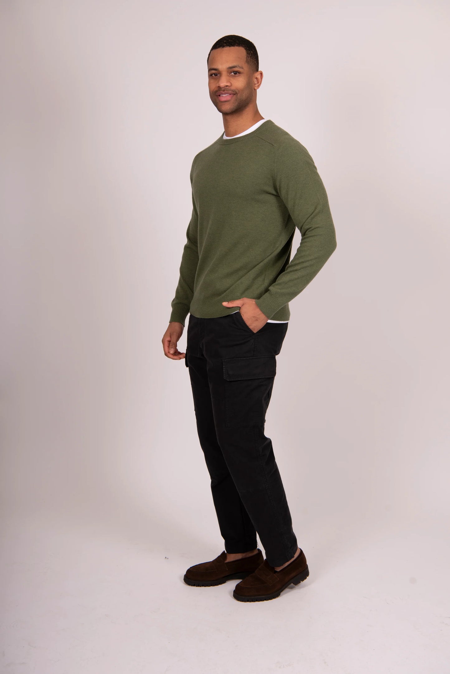 Saddle Shoulder Crew Neck Pullover