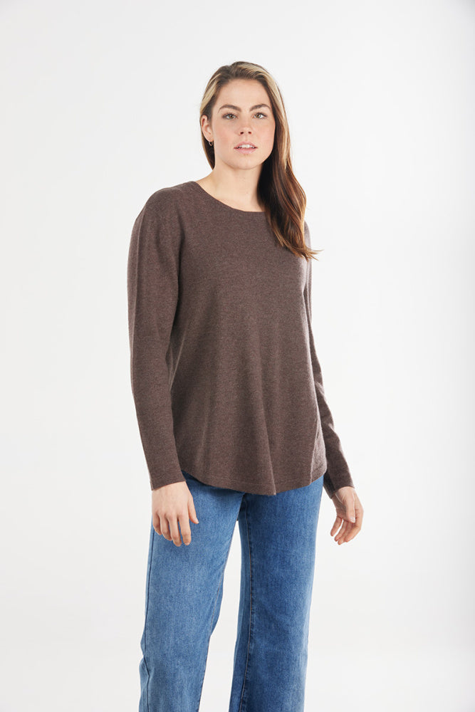 apricot Classic Oversized Crewneck Wool Cashmere Knit with Back pleat detail